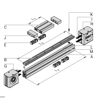 Testa di trasmissione Bosch Rexroth, per profili da 45 x 60 mm