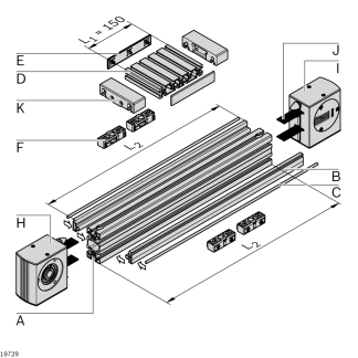 Testa di trasmissione Bosch Rexroth, per profili da 45 x 90 mm