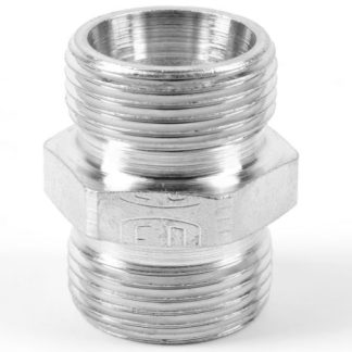 Raccordo idraulico DIN Parker, connettore A: Maschio metrico svasato 24°, B: Maschio metrico svasato 24°