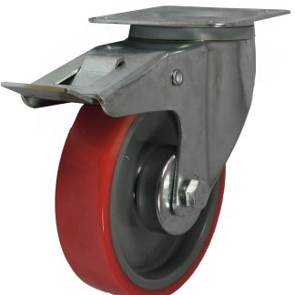Ruota per carrelli orientabile con freno RS PRO in Poliuretano, Ø 100mm, 150kg