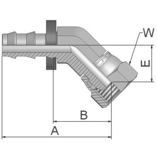 Girevole idraulico Parker, connettore A: Tubo flessibile da 1/2 poll., B: M22 Femmina, in Ottone