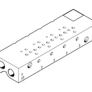Manifold Festo MHA1-PR2-3-M3-PI-PCB, 2 stazioni, filettatura Metrico M3, Lega di alluminio