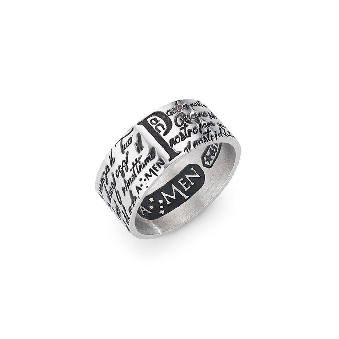 Our Father Italian Cursive Ring