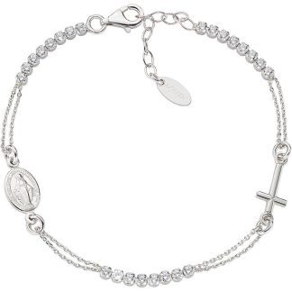 Bracciale Amen Tennis e Croci Bianco