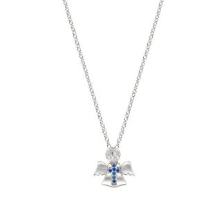 Little Angel and Zircon Cross Necklace