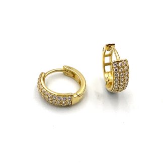 Yellow Gold Zircon Hoop Earrings