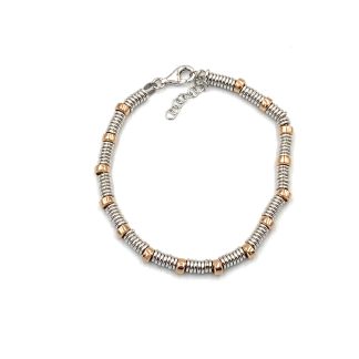 Silver Bracelet with Two-Tone Rings