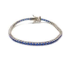 Bracciale Tennis Argento Zirconi  Blu 2 mm