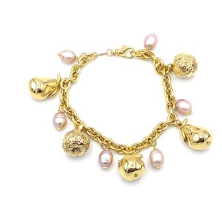 Bracciale con  Perle  Rosa e Charms