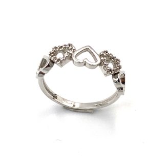 Hearts Ring in White Gold and Zircons