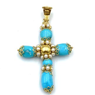 Cross Pendant with Turquoises