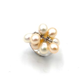 Ring with Colored Mobile Pearls