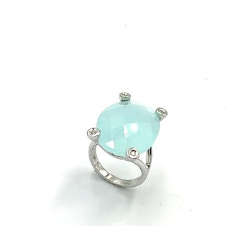 Anello Oro Bianco Acqua Marina