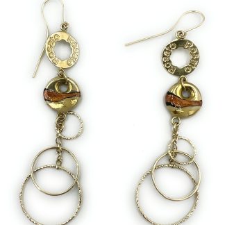 Pinkish Yellow Gold Pendant Earrings