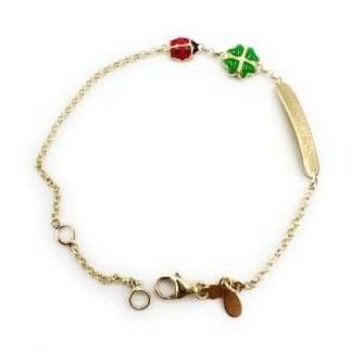 Four-leaf clover and ladybug bracelet for girls