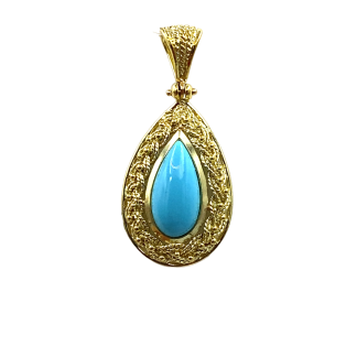 Yellow Gold and Turquoise Pendant