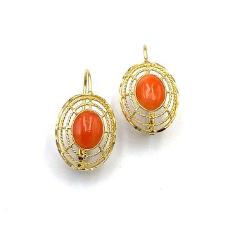 Orecchini Oro Giallo Corallo