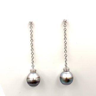 Salvini White Gold Pearls and Diamonds Earrings