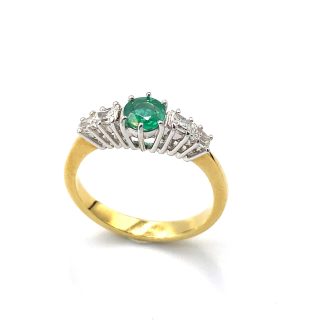 Two-tone gold emerald ring