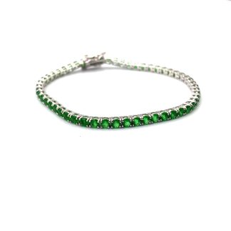 Bracciale Tennis Argento Zirconi Verdi 2 mm