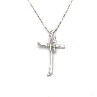 Necklace Collier Clesi Cross White Gold