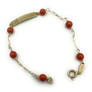 Gold Girl Bracelet with Coral Paste Balls