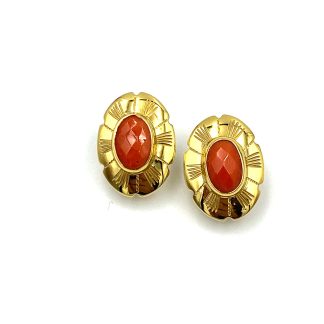 Yellow Gold and Coral Earrings