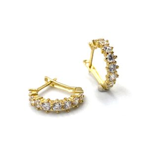 Orecchini Cerchio con Zirconi Oro Giallo