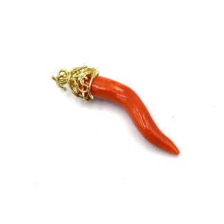 Yellow Gold Coral Horn Pendant