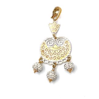 Three Color Gold and Swarovski Pendant