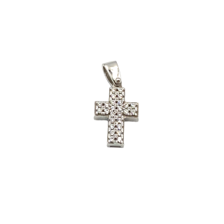 Cross Pendant with White Zircons