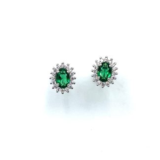 White Gold and Colored Zircon Earrings