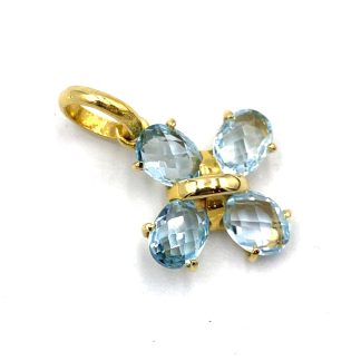 Pendente Croce Topazio Azzurro