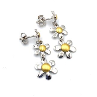 Two-Tone Gold Flower Earrings