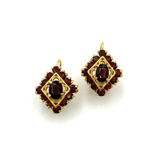 Yellow Gold Earrings with Garnet