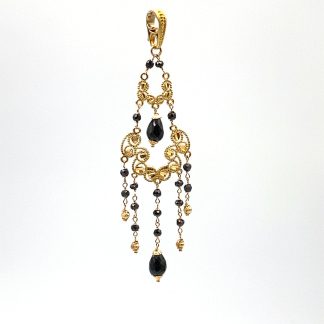 Yellow Gold Pendant with Black Spinel