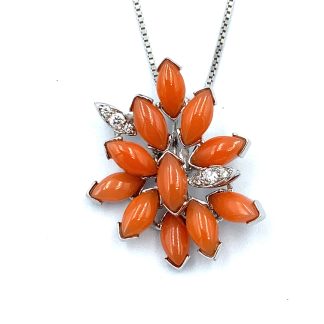 White Gold Pink Coral Necklace