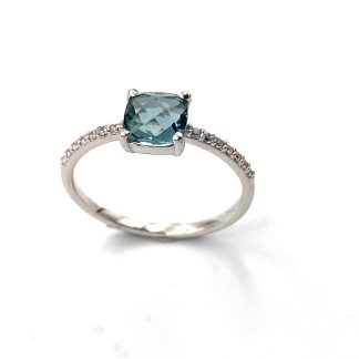 White Gold Ring with Colored Zircons