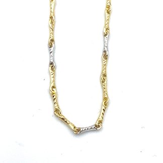 Two-Tone Gold Knurled Ossetto Mesh Necklace
